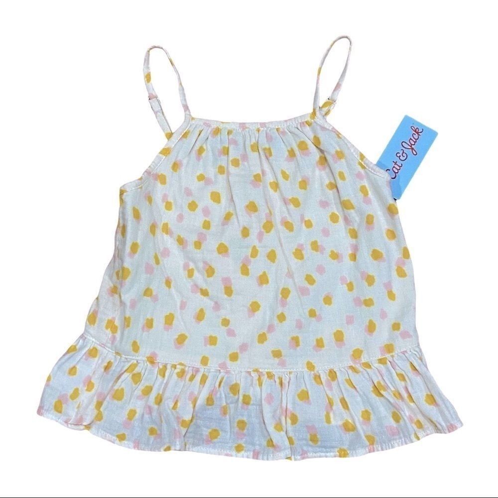Cat & Jack Girls Ruffle Polkadot Top - Picture 2 of 5